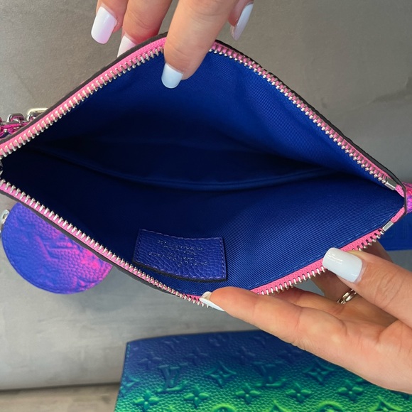 NWT Louis Vuitton Trio Pouch Taurillon Illusion Blue/Pink - Picture 8 of 11